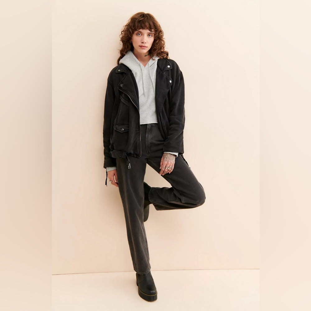 free people Rebel Knit Oversized Moto Jacket